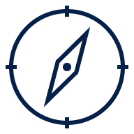 blue outline of a compass dial